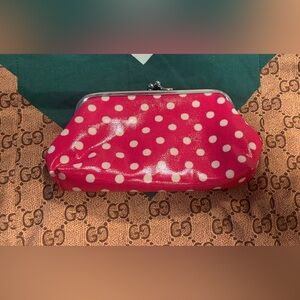 NWOT Cath Kidston Polka Dot Coin Wallet "Kiss Clasp."
